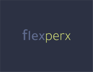 flexperx logo word mark color on dark blue